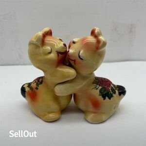 Vintage Van Tellingen Bunny Hug Salt & Pepper Shakers Yellow Mid-Century